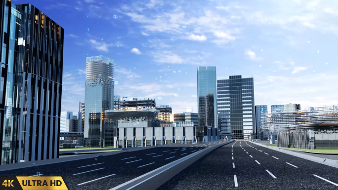 高铁穿梭现代都市 城市生长动画