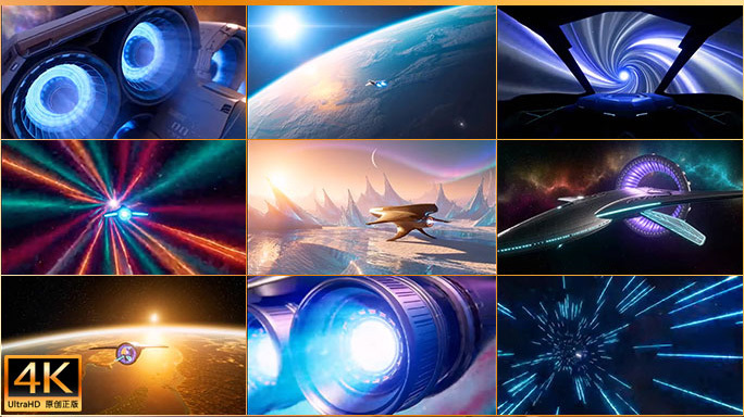 科幻片头超光速飞船星际旅行/浩瀚宇宙穿越