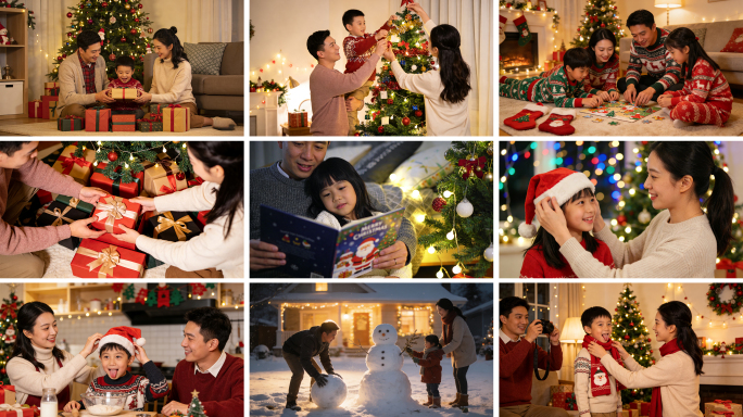 温馨家庭圣诞欢乐时光 亲子圣诞装饰礼物