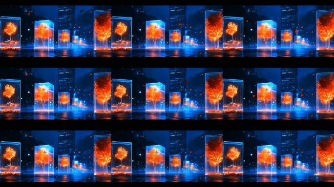 玻璃盒中的秋日街景