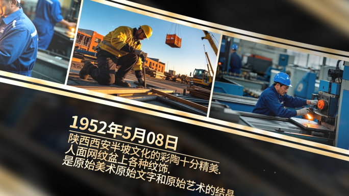 超宽屏照片墙图片展示黑色图文展示AE模板