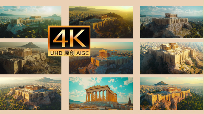 雅典帕特农神庙航拍 希腊古建筑遗址风光