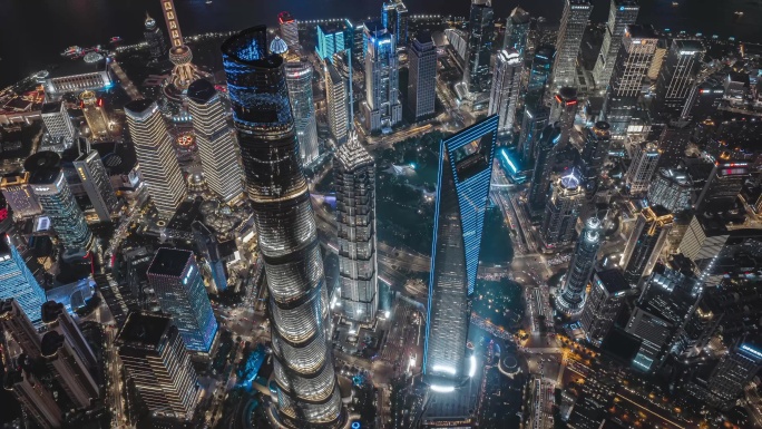 俯瞰上海-2025上海夜景4k航拍