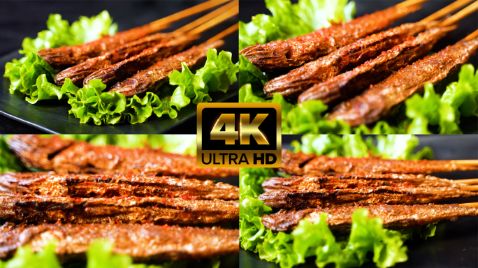 烧烤炭烤美食小黄鱼串视频