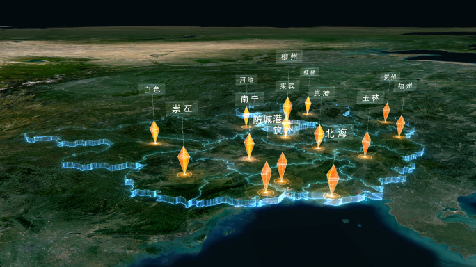 4K 广西区位地图(柳州）AE工程