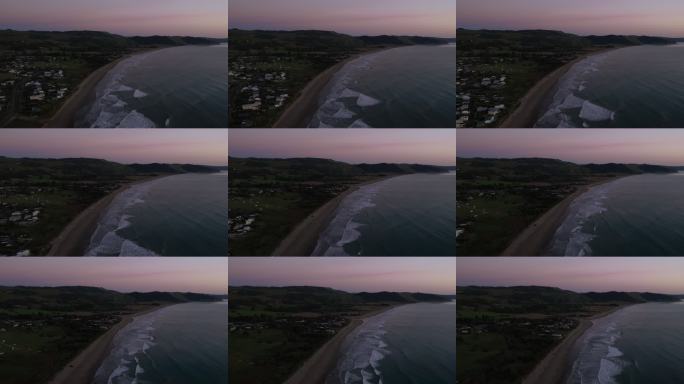 航拍黄昏海岸风光