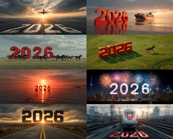 宽屏2026新年主题年会开场视频素材背景