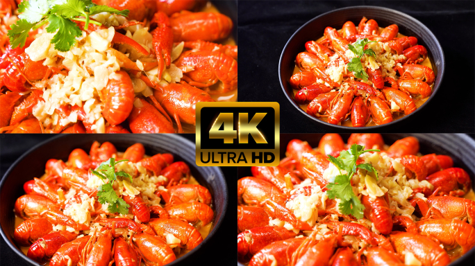 蒜蓉麻辣小龙虾美食特写