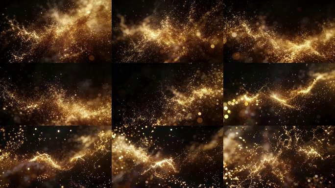 抽象粒子流体金色粒子流光科技一镜到底循环