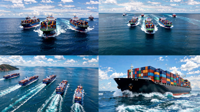 海上贸易航运船队远洋货轮集装箱运输