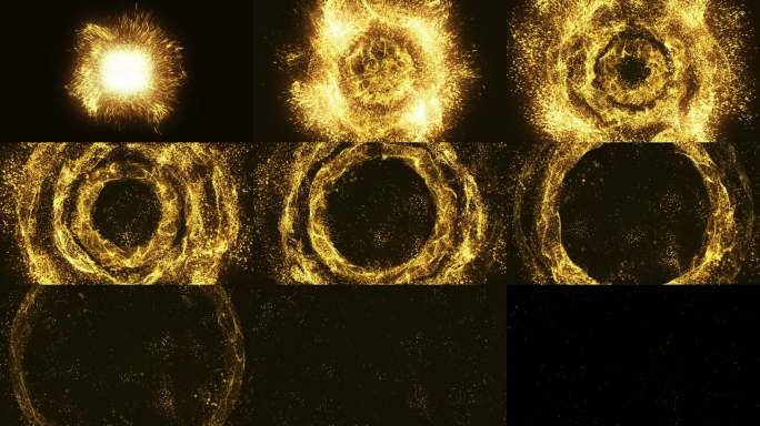 【透明通道】金色粒子扩散波气浪