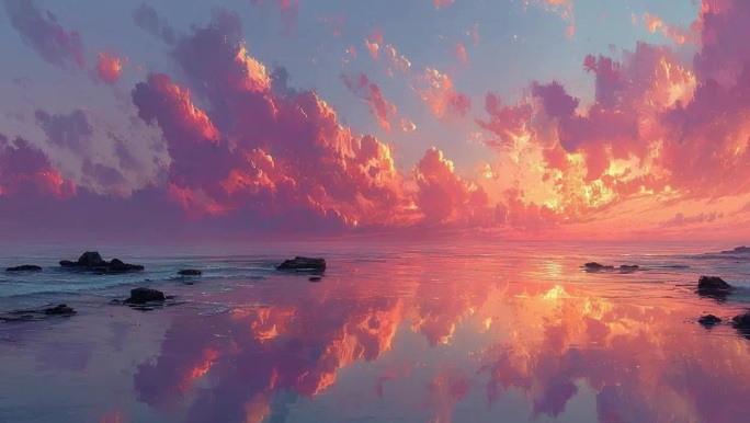 海边日落晚霞延时