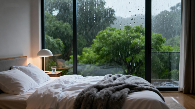 雨天居家治愈时光 窗外下雨 下雨天窗外