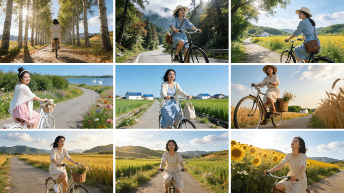 田园骑行的治愈时光 女孩与单车的夏日之旅