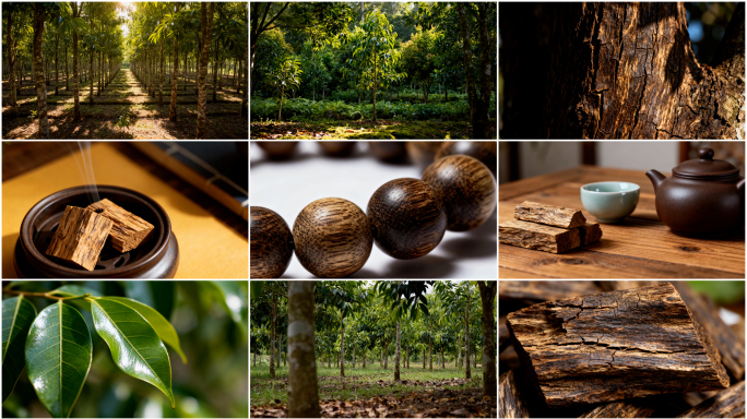 沉香树林种植沉香制品展示天然沉香