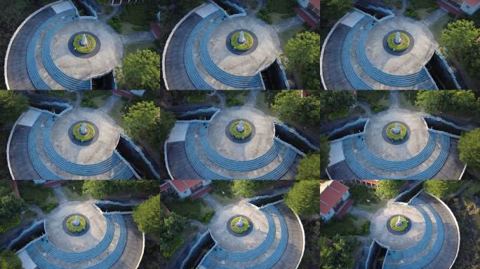 漳州市漳浦县黄道周公园石雕像航拍旋转