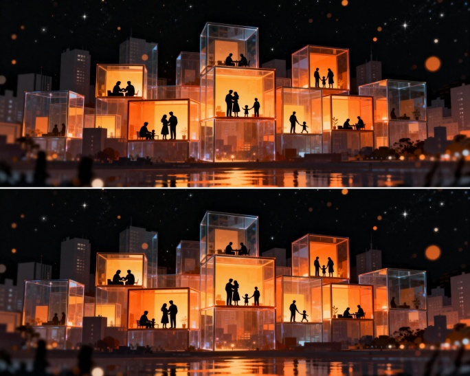 宽屏循环万家灯火生活气息舞台背景