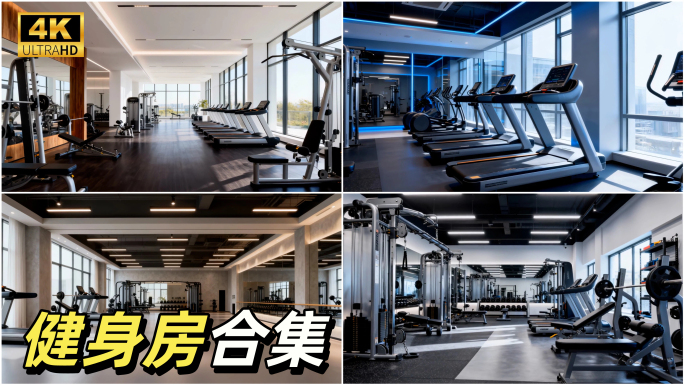 【4K】高端健身房 健身区域器械空间设施