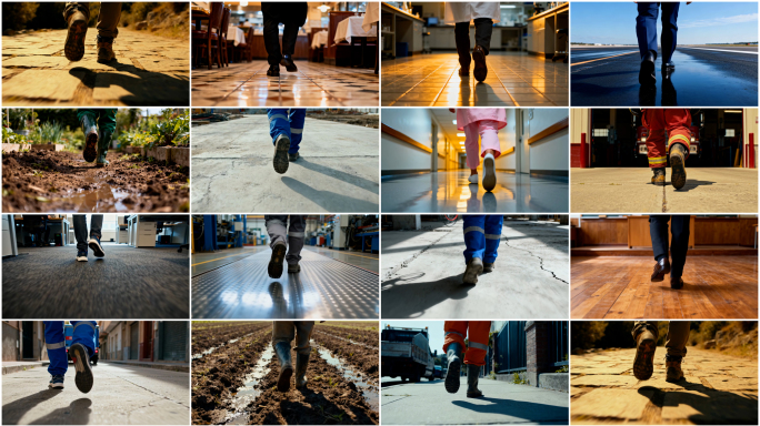 15组不同职业人物行走各行各业脚步背影