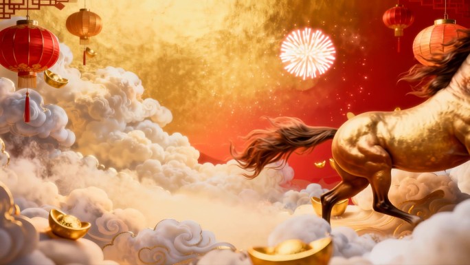 金骏马贺岁喜庆背景