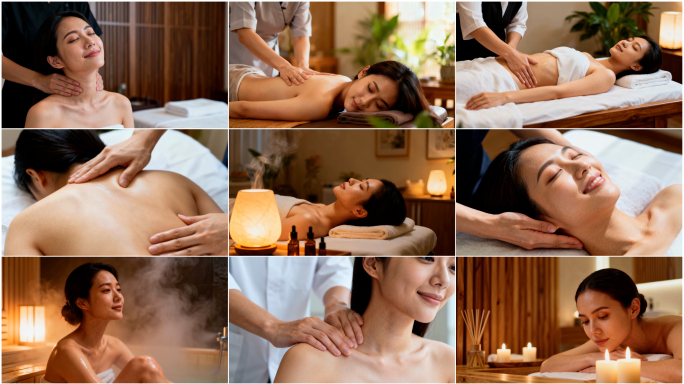 女子SPA按摩高端美容院会所养生护理精油