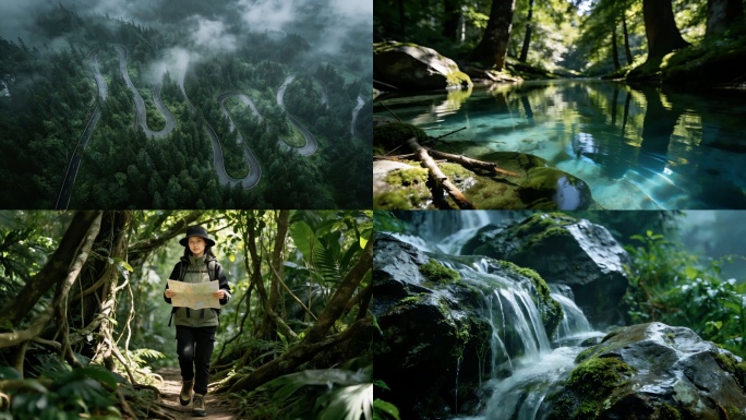 森林水源大自然热带雨林风景水滴原始森林