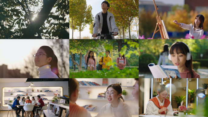 校园青春活力男女生欢快交流写意