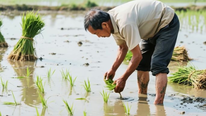 稻田农耕忙碌日常