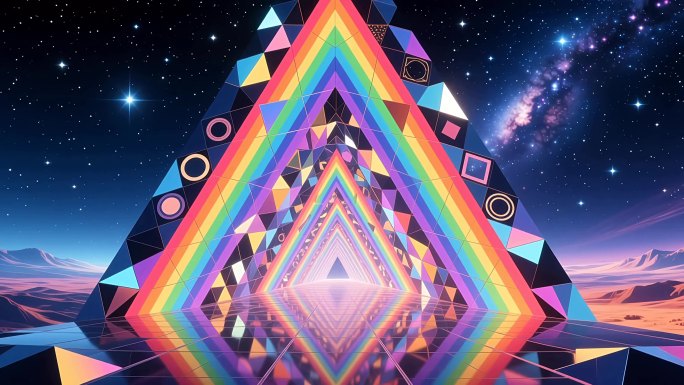 唯美彩虹几何体隧道穿梭合集4K