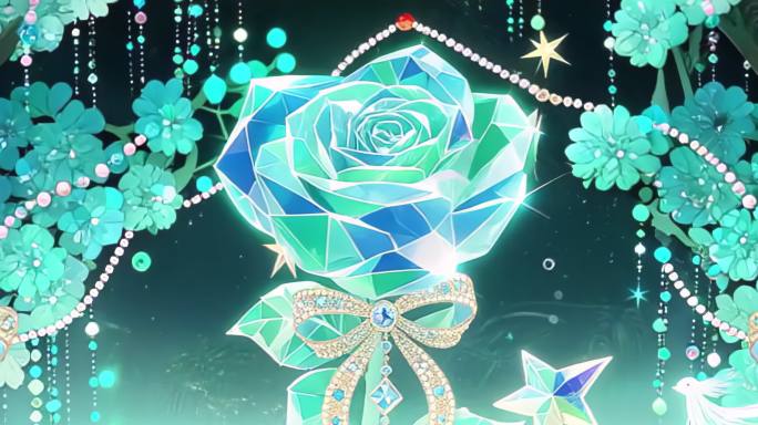 国潮蓝玫瑰动态背景