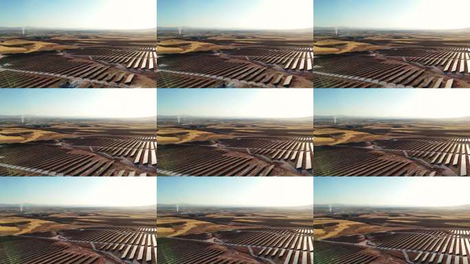 航拍无人机视角下的太阳能电池板