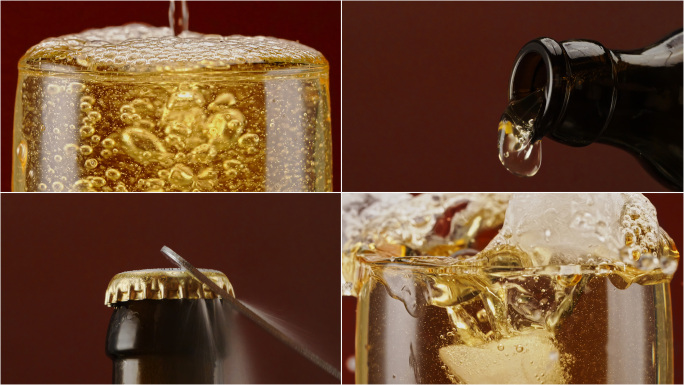 酒啤酒液体流体饮料冰镇啤酒气泡倒酒麦芽酒