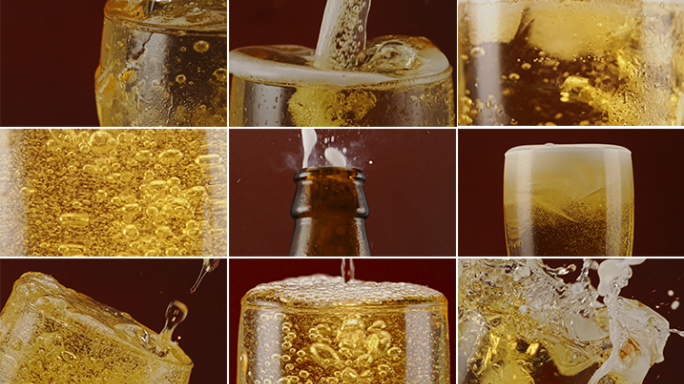 酒啤酒液体流体饮料冰镇啤酒气泡倒酒麦芽酒