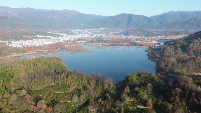 航拍山水湖景风光