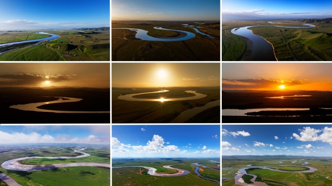 航拍蜿蜒九曲黄河自然风光