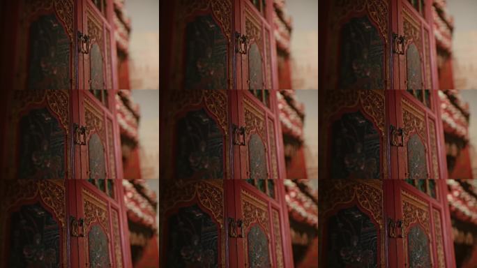 明清传统木雕漆柜特写