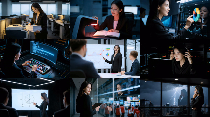 职场女性日常办公工作会议女性白领工作场景