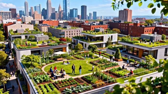 城市屋顶花园全景