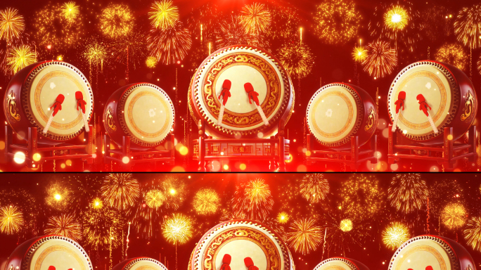 红色喜庆新年打鼓背景