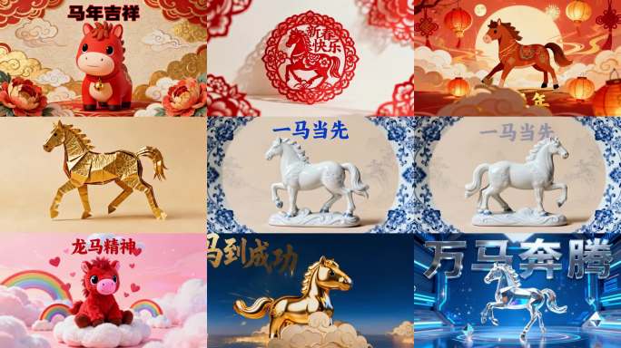 农历马年春节吉祥物动画 多材质马元素合集