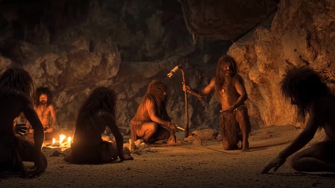史前人类远古人祈祷祭祀原始人部落洞穴生活