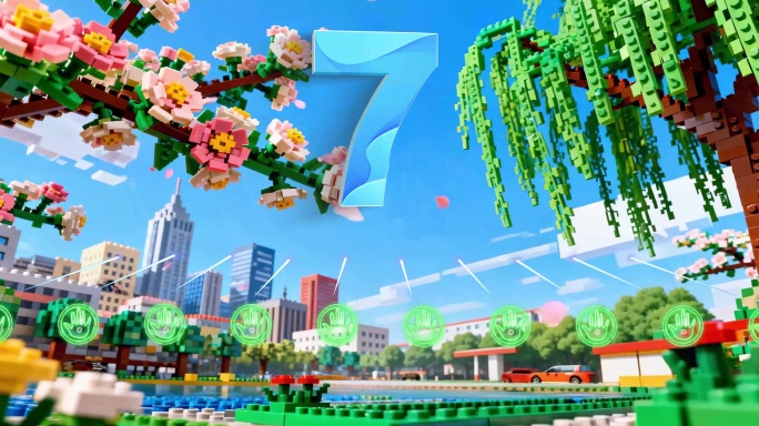 8K时尚炫彩积木像素风启动仪式