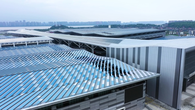 杭州大会展中心航拍4k各个角度剪辑素材