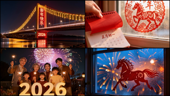 2026马年新年庆祝春节传统习俗烟火秀