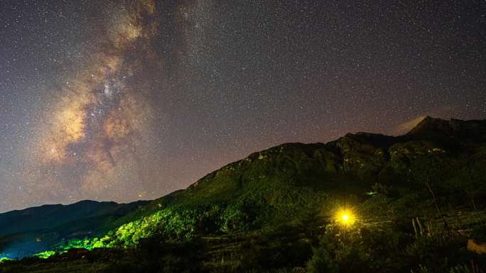 玉龙雪山下的星空银河