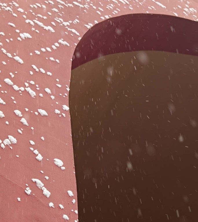 红色背景雪花飘落