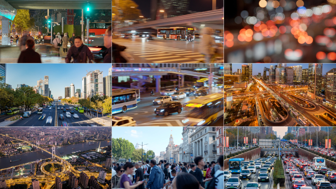 城市车流人流交通车轨延快节奏延时摄影