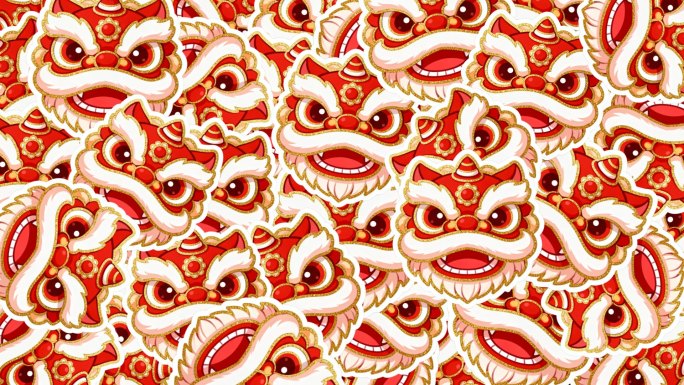 喜庆舞狮头动态背景转场过渡