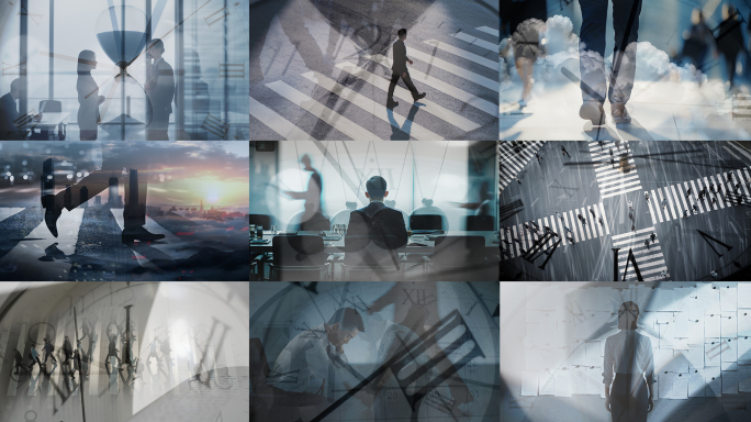 时间流逝日历翻页时钟指针脚步走路商务人生