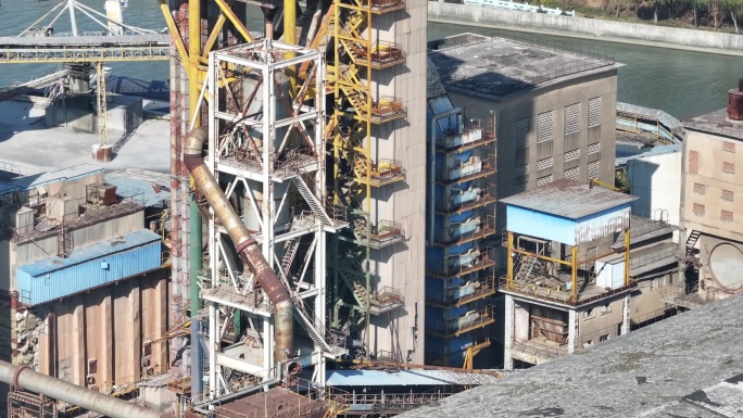 航拍旧工业厂区厂房 水泥厂